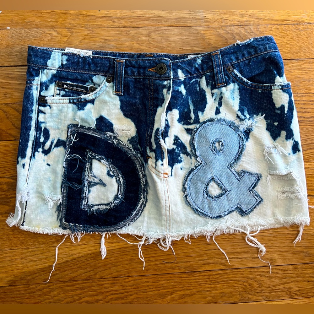Destroyed Denim Jean Skirt European Size 30 *runs small*